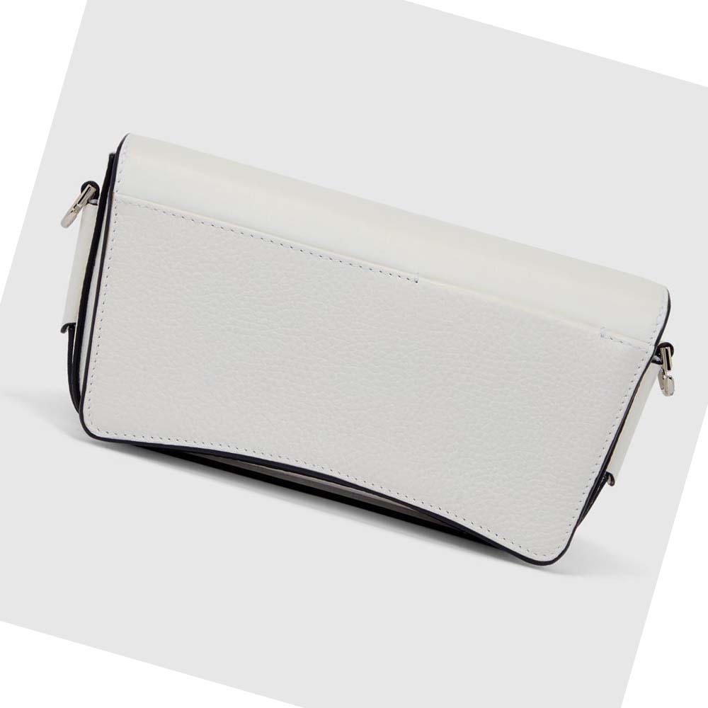 Women's Ecco TEXTUREBLOCK PINCH COMPACT Shoulder Bags White | Canada 386JPQ